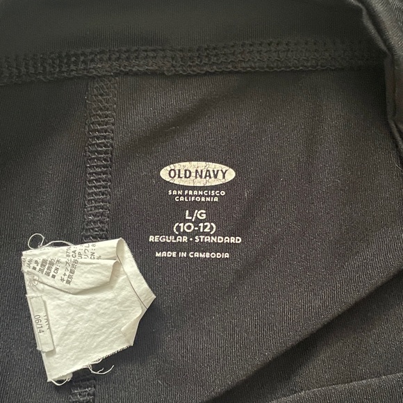 Old Navy Kids Black Workout Leggings W/ Purple Stripes - Picture 2 of 2